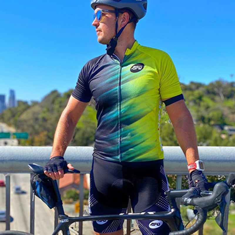sponeed Bike Shirts Jacket Bicycle Jerseys Full Zipper Short Sleeves Polo Cycle Wear US XL Black Yellow - Image 3